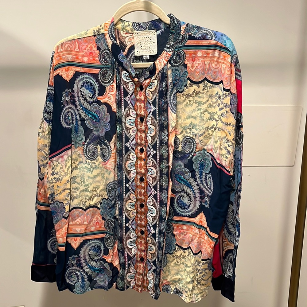 Johnny Was button down blouse size XL